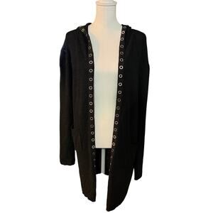 Ravish Beyond Black Knit Grommeted Open Cardigan Size M/L
